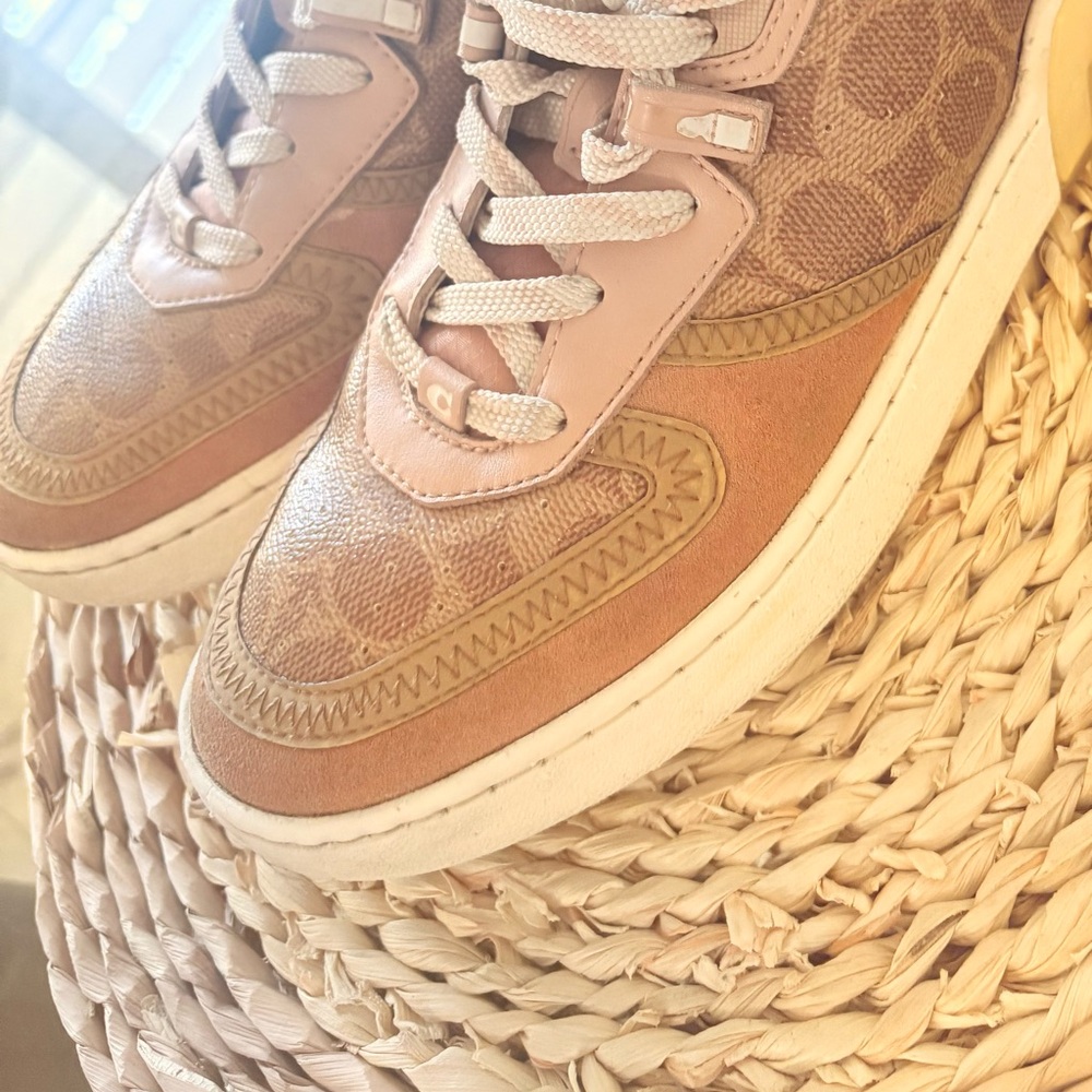 Coach Women's Sneakers - Beige and Tan - Picture 2 of 3